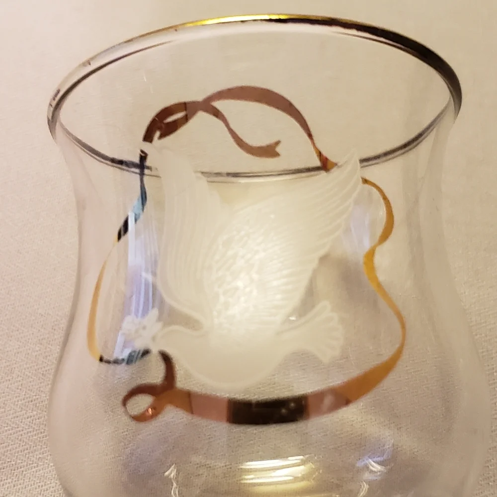 Vtg Wedding Gold Crystal Wine /Champagne Glass Set
